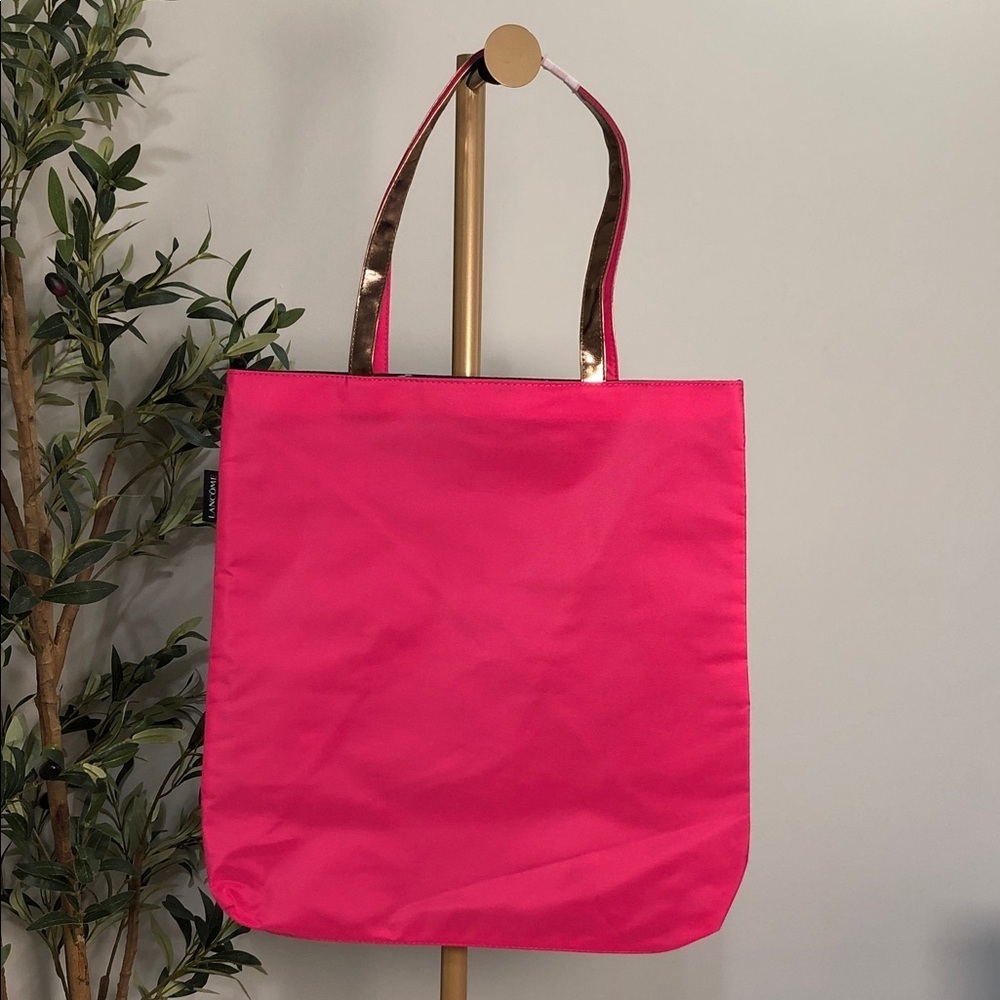 NEW Lancôme Reversible Vibrant Pink Tote with Gold Handles